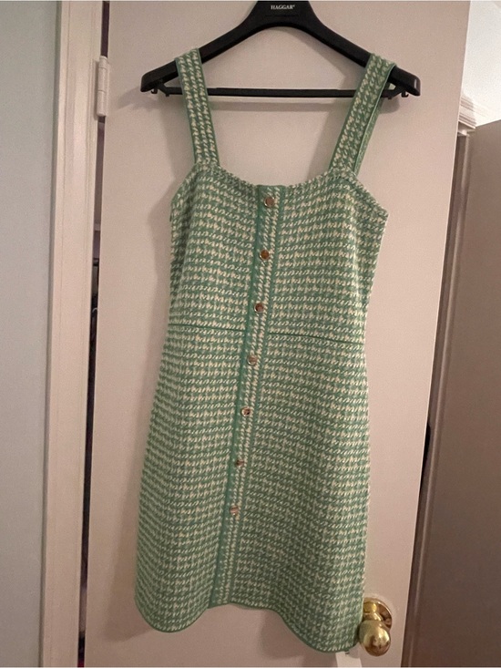 Sandro Dresses & Skirts - Sandro Mint Green Tweed Button-Front Mini Dress